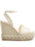 Valentino Garavani 130mm VLogo Torchon wedge sandals - White