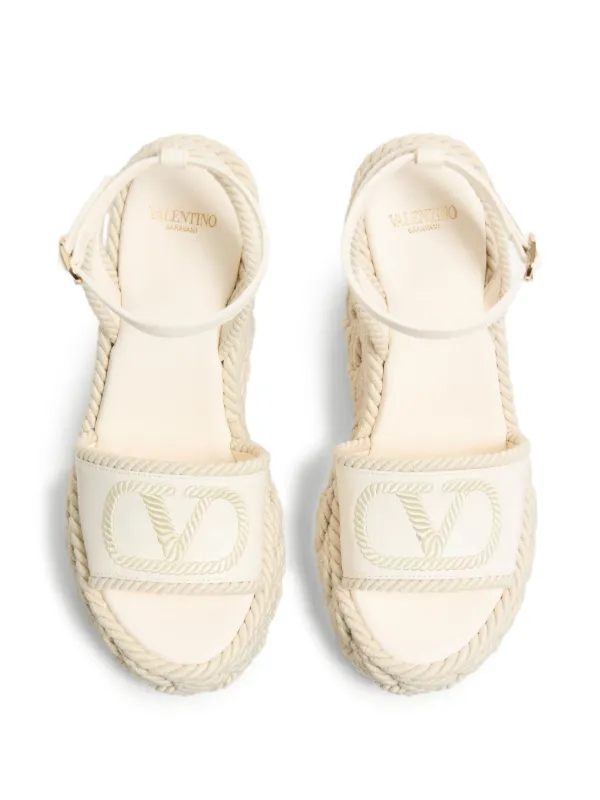 関税込み VALENTINO ヴァレンティノ Vロゴ ウェッジサンダル VALENTINO】 Vロゴ カーフスキン ウェッジ サンダル (VALENTINO