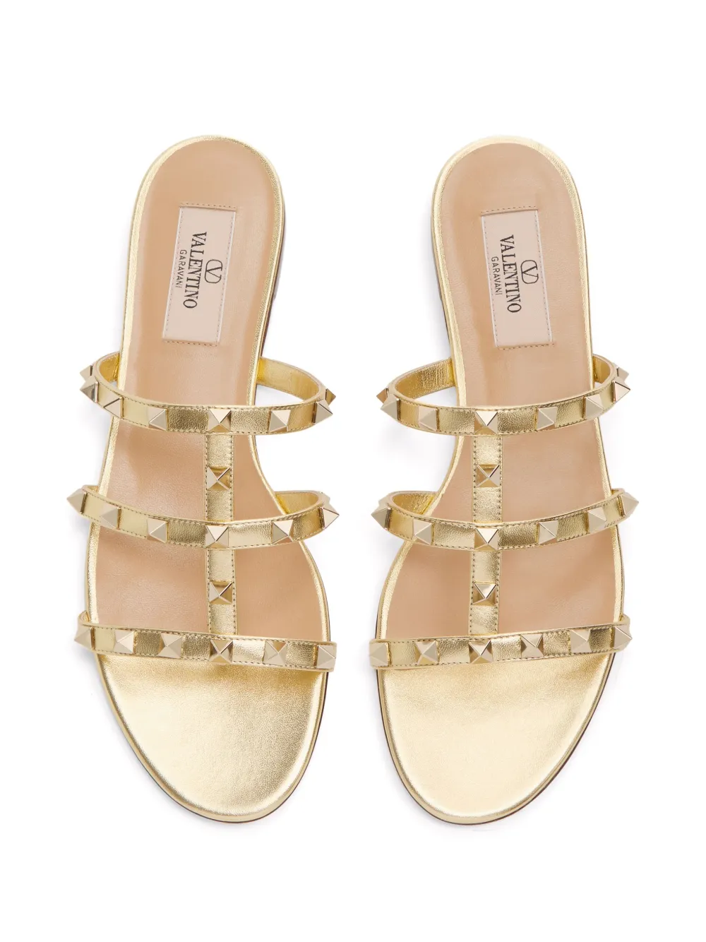 Valentino Garavani Rockstud flat sandals Gold