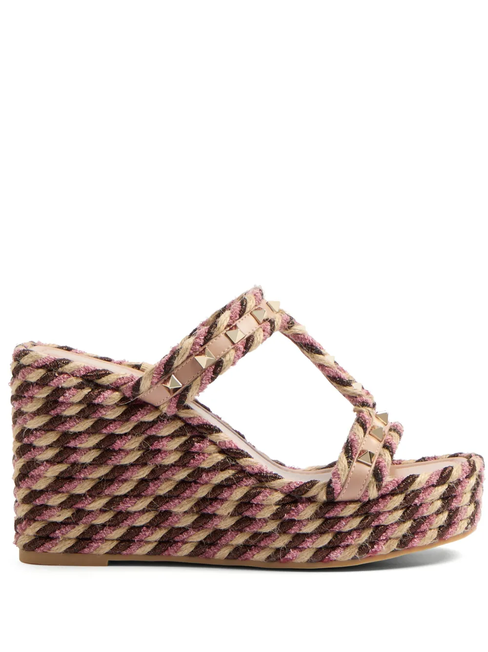 Valentino Garavani Rockstud 90mm espadrilles met sleehak Beige