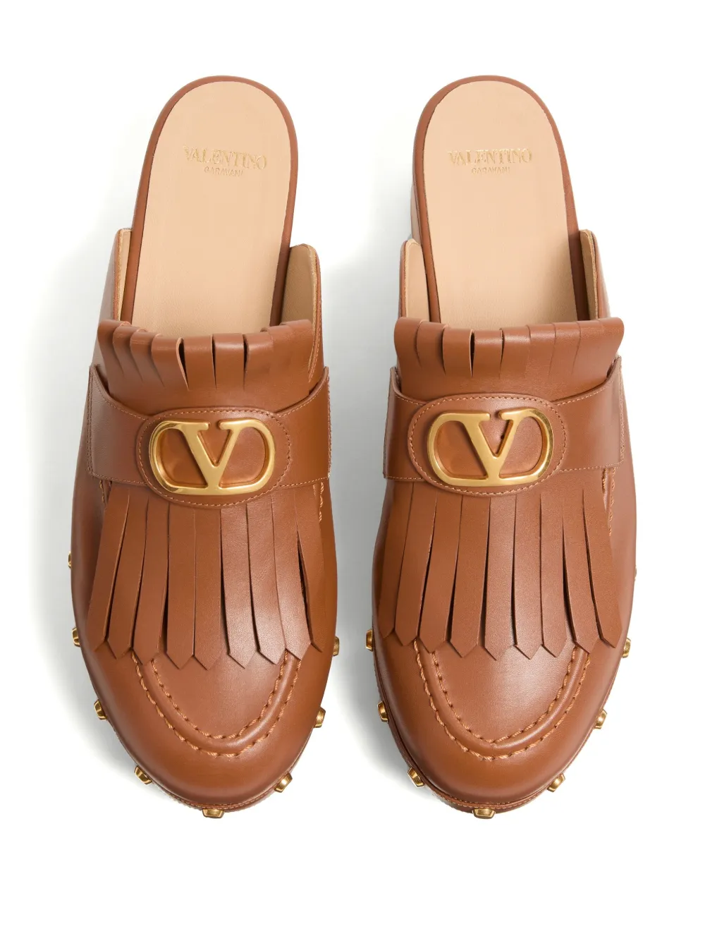 Valentino Garavani VLogo Signature leather slingback mules Brown