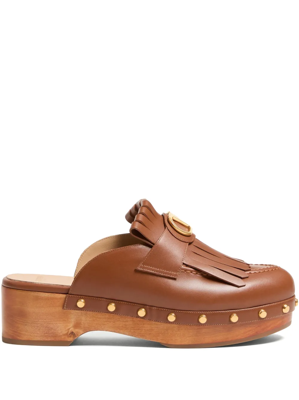 Valentino Garavani VLogo Signature leather slingback mules Brown