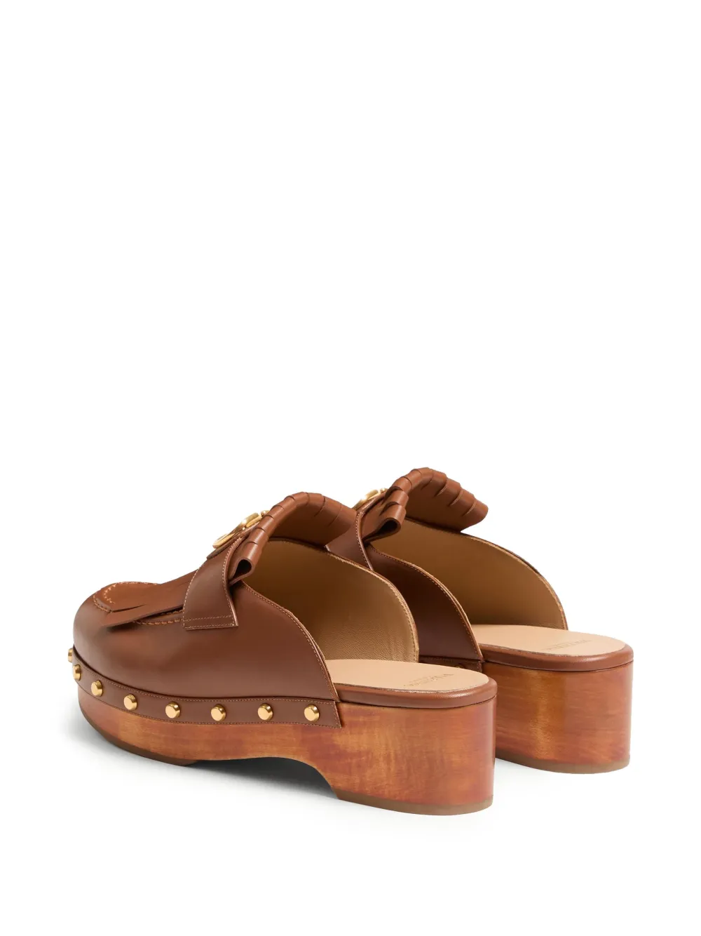 Valentino Garavani 45mm VLogo Signature fringed clogs Brown