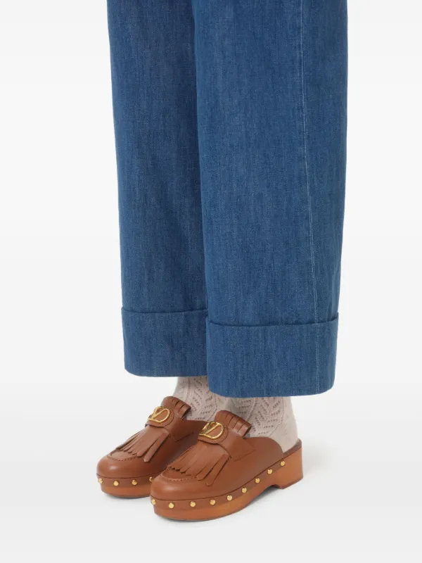 Valentino Garavani 45mm VLogo Signature Fringed Clogs