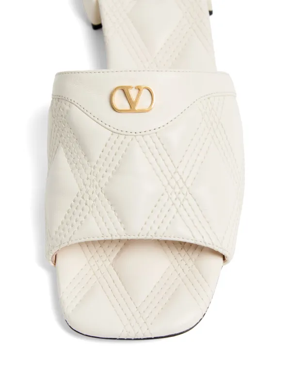 Valentino Garavani 20mm Quiltie 67 Sandals | White | FARFETCH JO