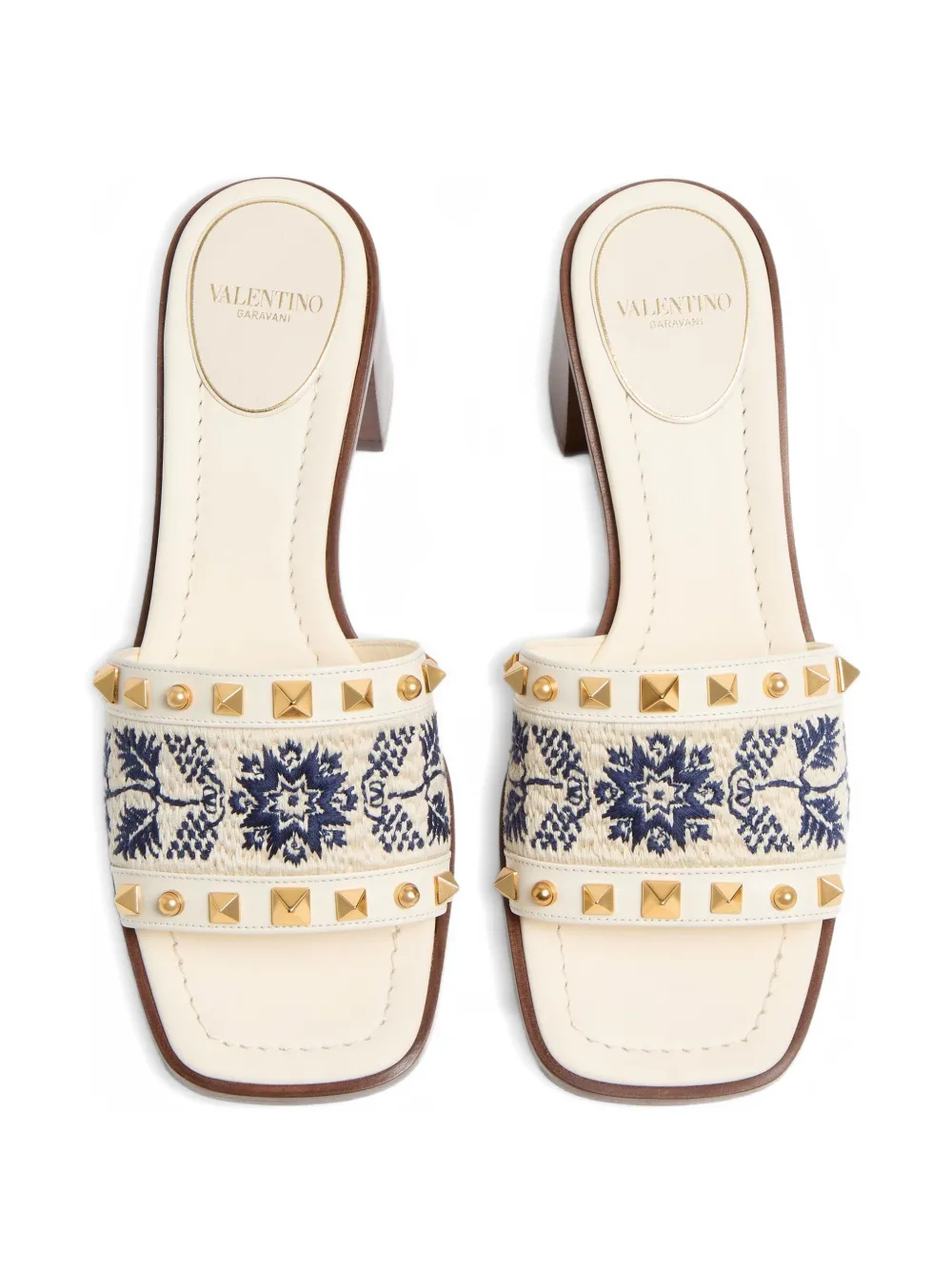 Valentino Garavani 60 mm County sandalen met borduurwerk Wit