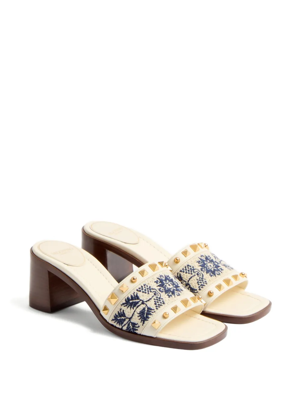 Valentino Garavani 60 mm County sandalen met borduurwerk Wit