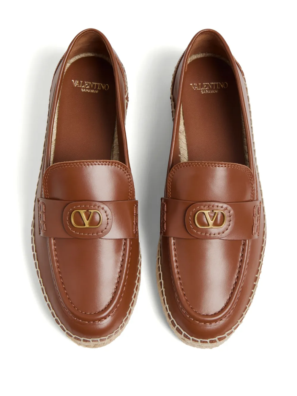 Valentino Garavani Vlogo Signature Calfskin Loafer 20mm Woman Tobacco/natural 36