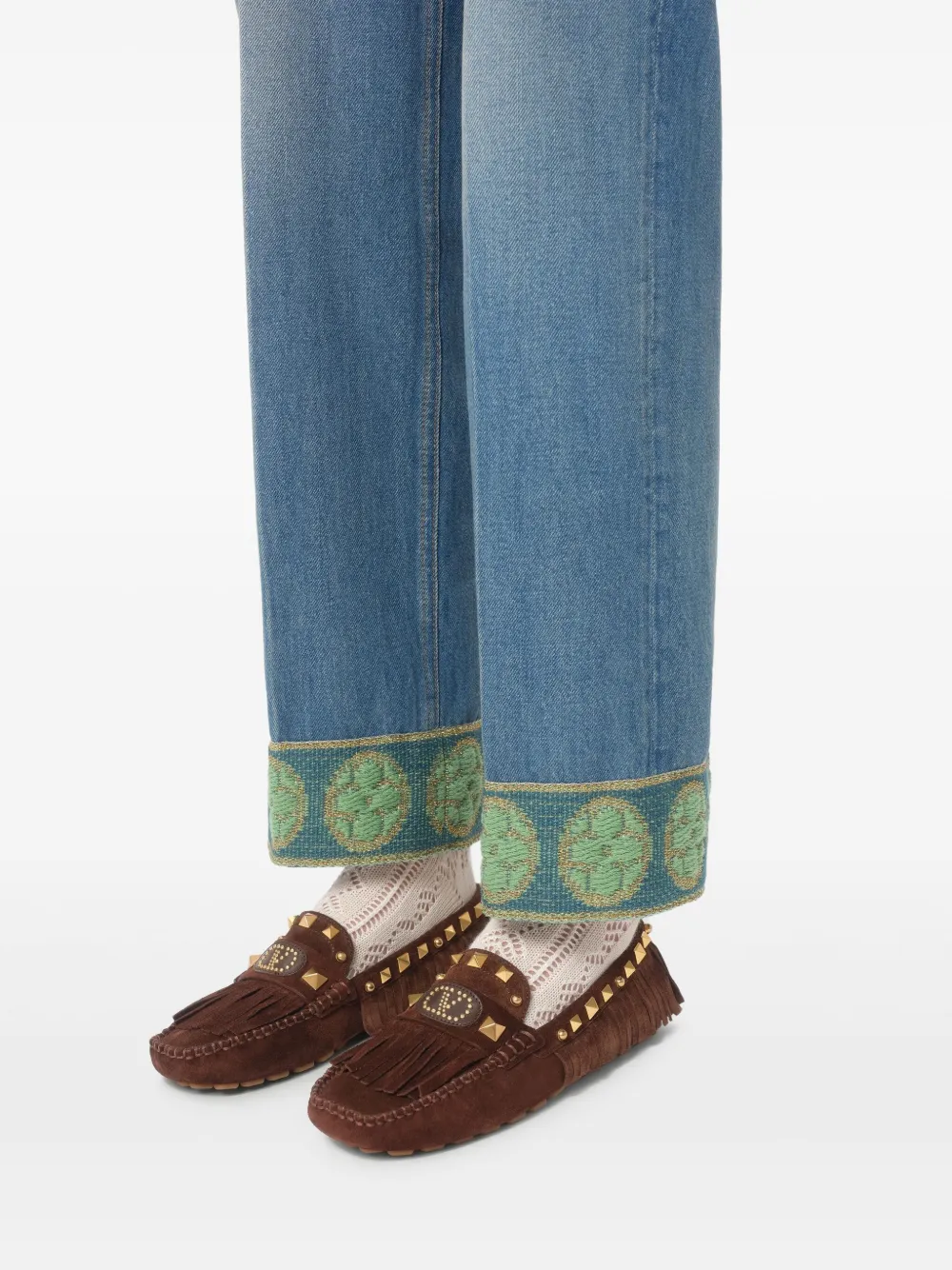 Valentino Garavani ロックスタッズ フリンジ ローファー | ブラウン