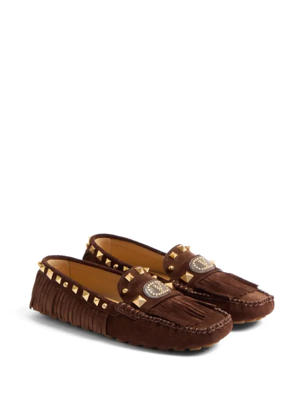 Valentino Garavani ロックスタッズ フリンジ ローファー | ブラウン