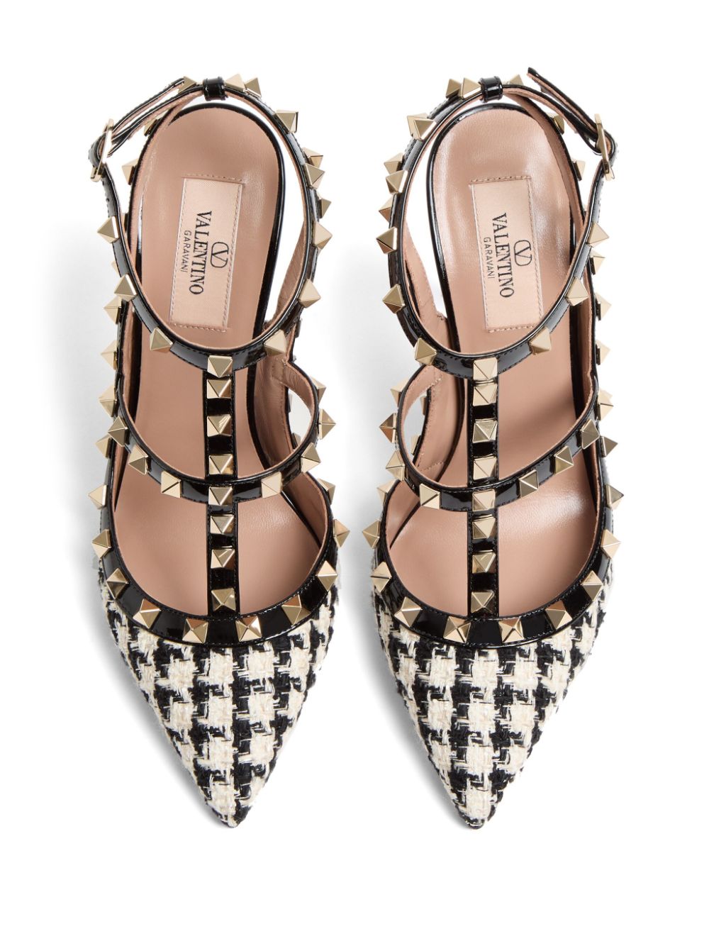 Valentino Garavani 100mm Rockstud pied-de-poule pumps Neutrals