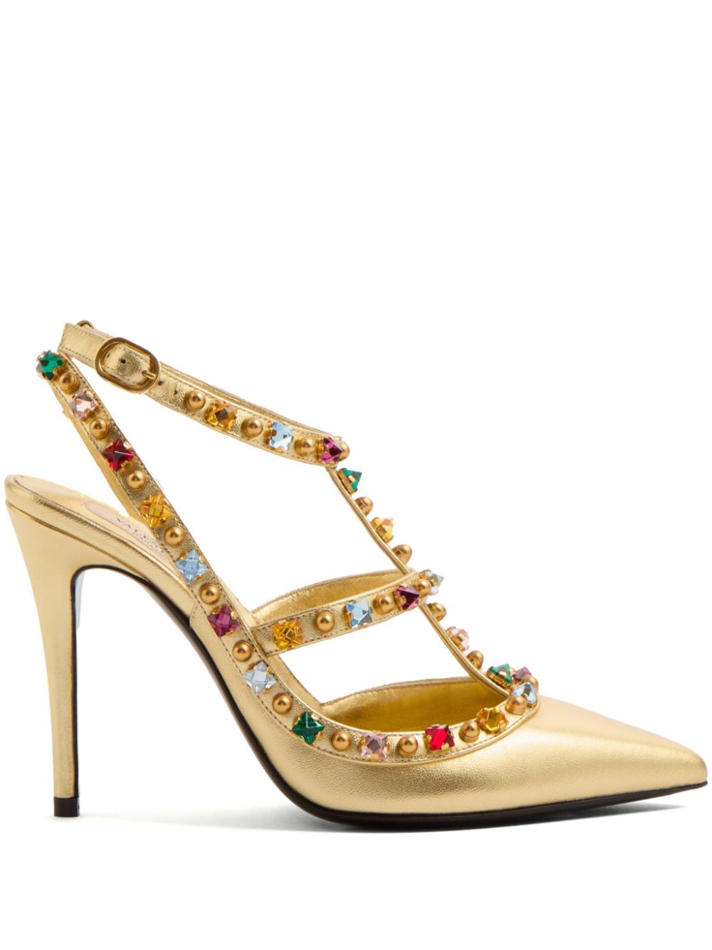 Valentino Garavani 100mm Rockstud D�collet� pumps Gold