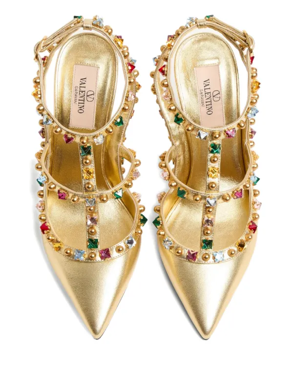 Valentino Garavani 100mm Rockstud Décolleté Pumps | Gold