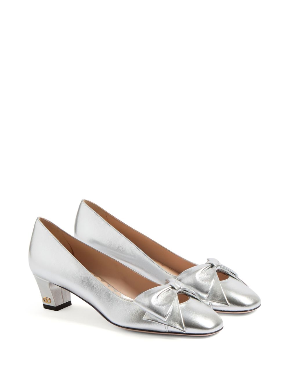 Valentino Garavani 45mm Bowow leather pumps - Silver