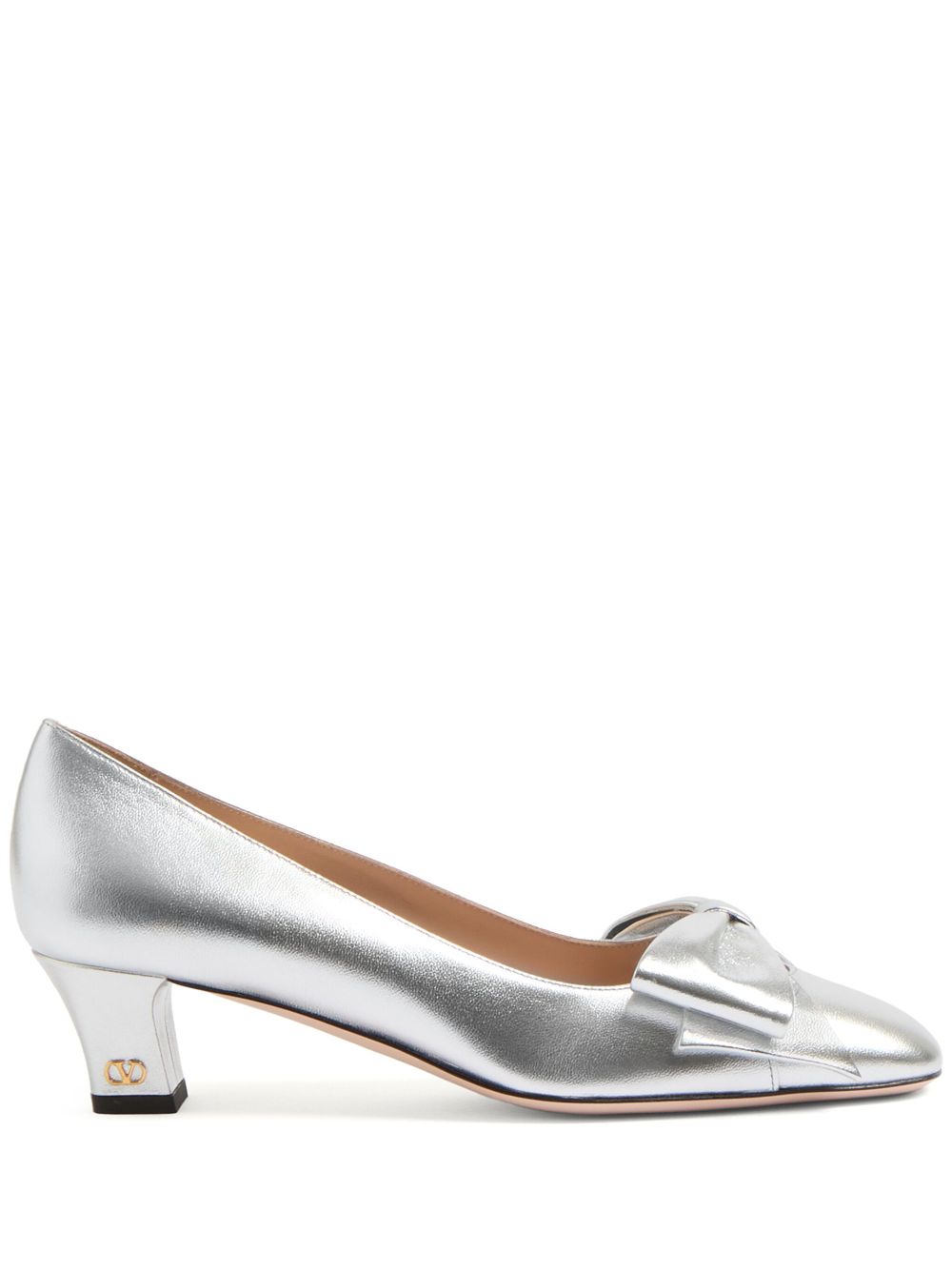 Valentino Garavani 45mm Bowow leather pumps - Silver