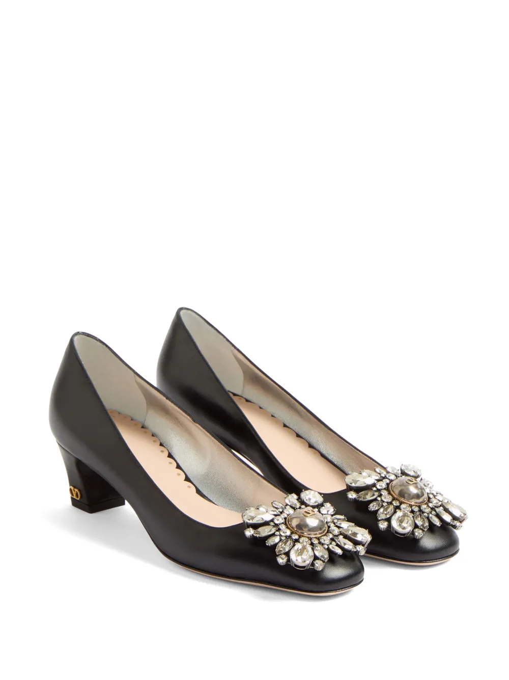 Valentino 45mm Preshoes Embellished Pumps In Black