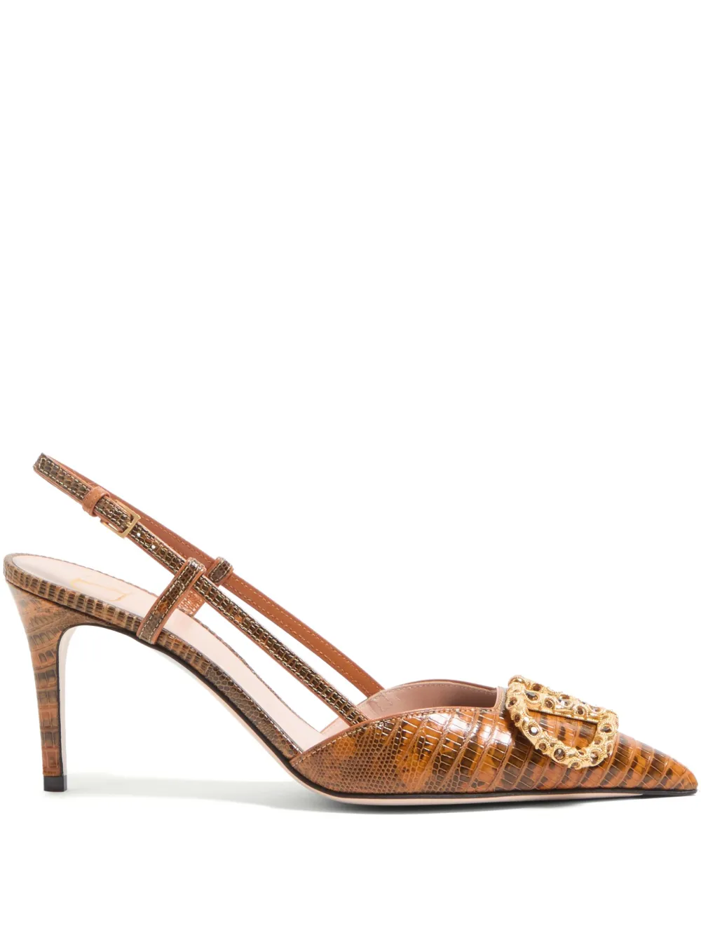 Valentino 80mm Vlogo Signature Slingback Pumps In Brown