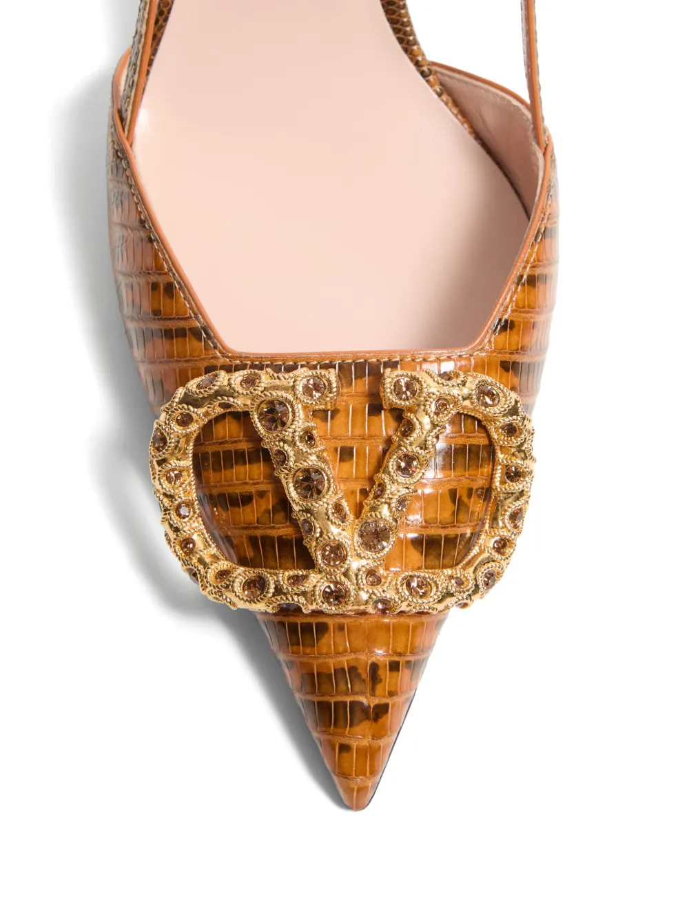 Valentino 80mm Vlogo Signature Slingback Pumps In Brown