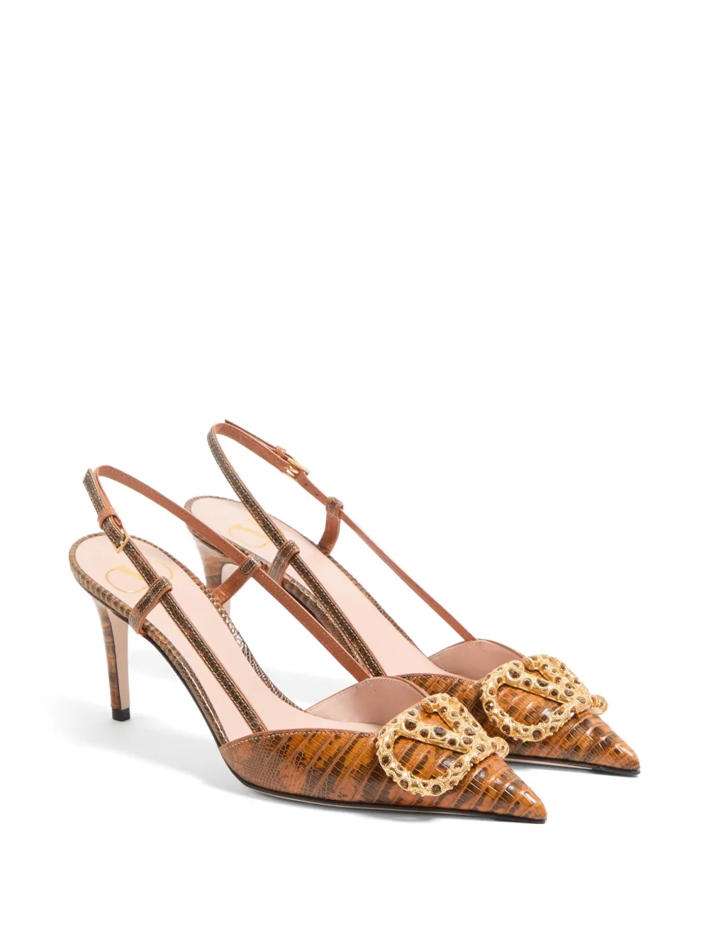 Valentino 80mm Vlogo Signature Slingback Pumps In Brown