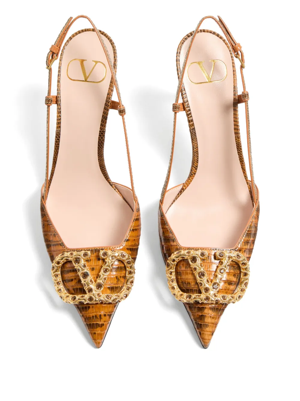 Valentino 80mm Vlogo Signature Slingback Pumps In Brown