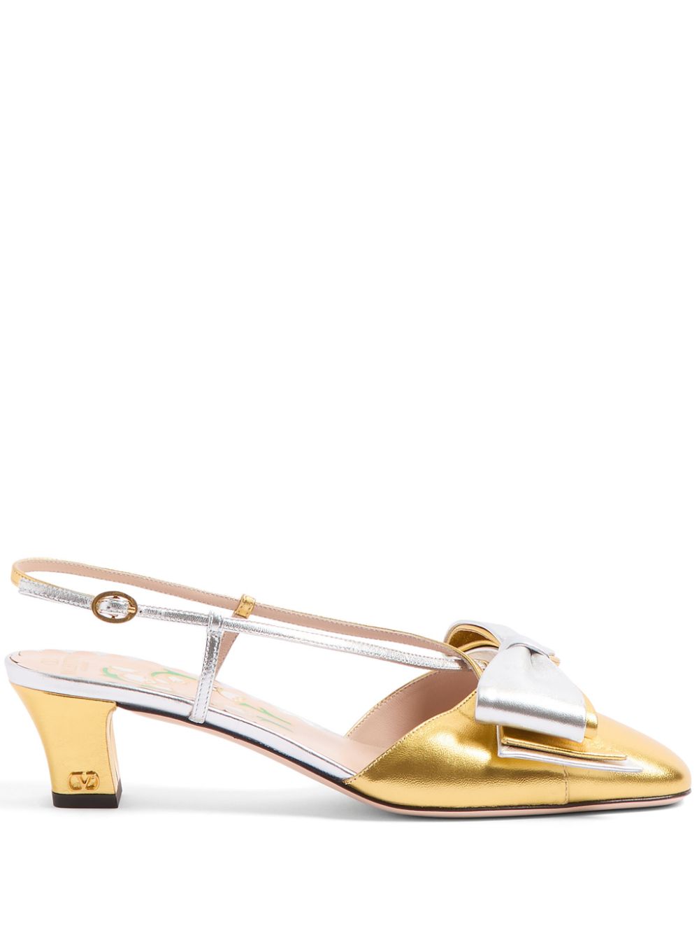 Valentino Garavani 45mm Bowow slingback pumps Gold