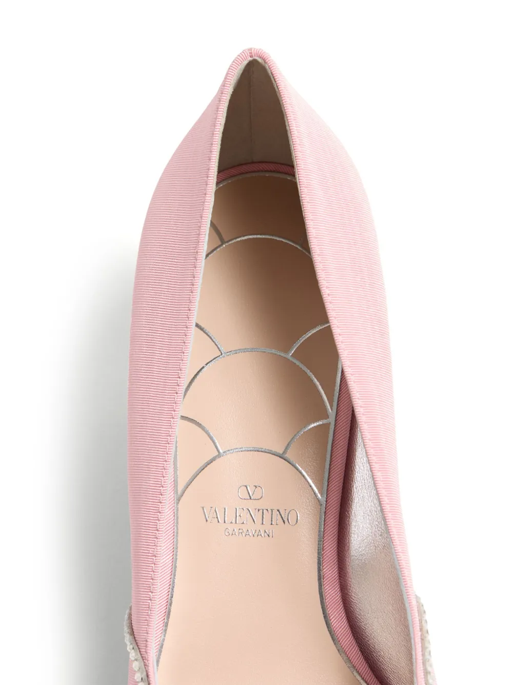 Valentino Embellished Bow Detail Pumps With Low Block Heel In Pink
