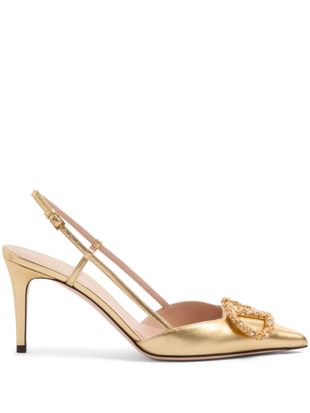 Valentino Garavani 80mm VLogo Signature slingback pumps Gold