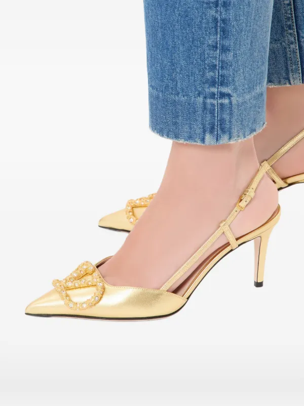 Valentino Garavani VLogo Signature Slingback Pumps In Laminated