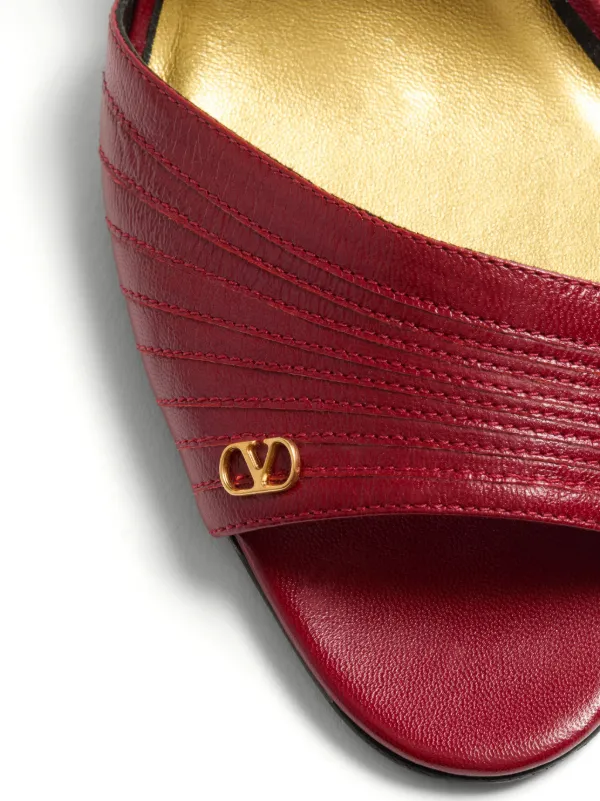 サンダル・ミュール VALENTINO GARAVANI DARK RED LEATHER SANDALO LADYCRUSH Valentino Garavani Dark red leather Sandalo Ladycrush