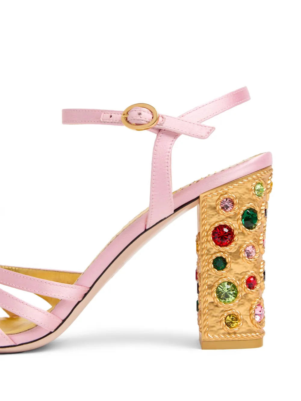 Valentino Jeweled Satin Ankle-strap Sandals In Pink