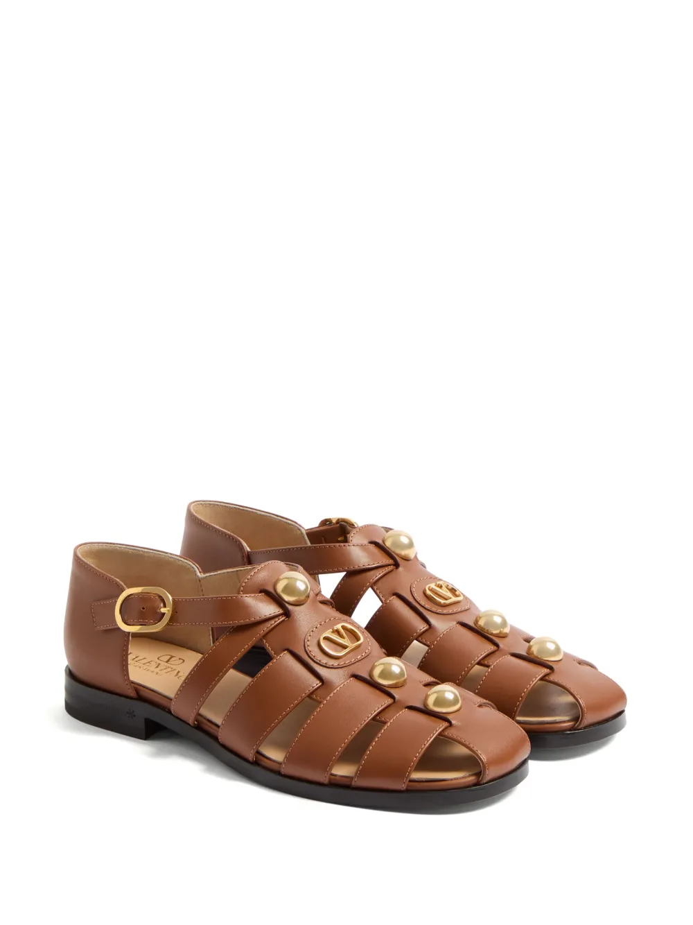 Valentino Garavani buckle-strap sandals Brown