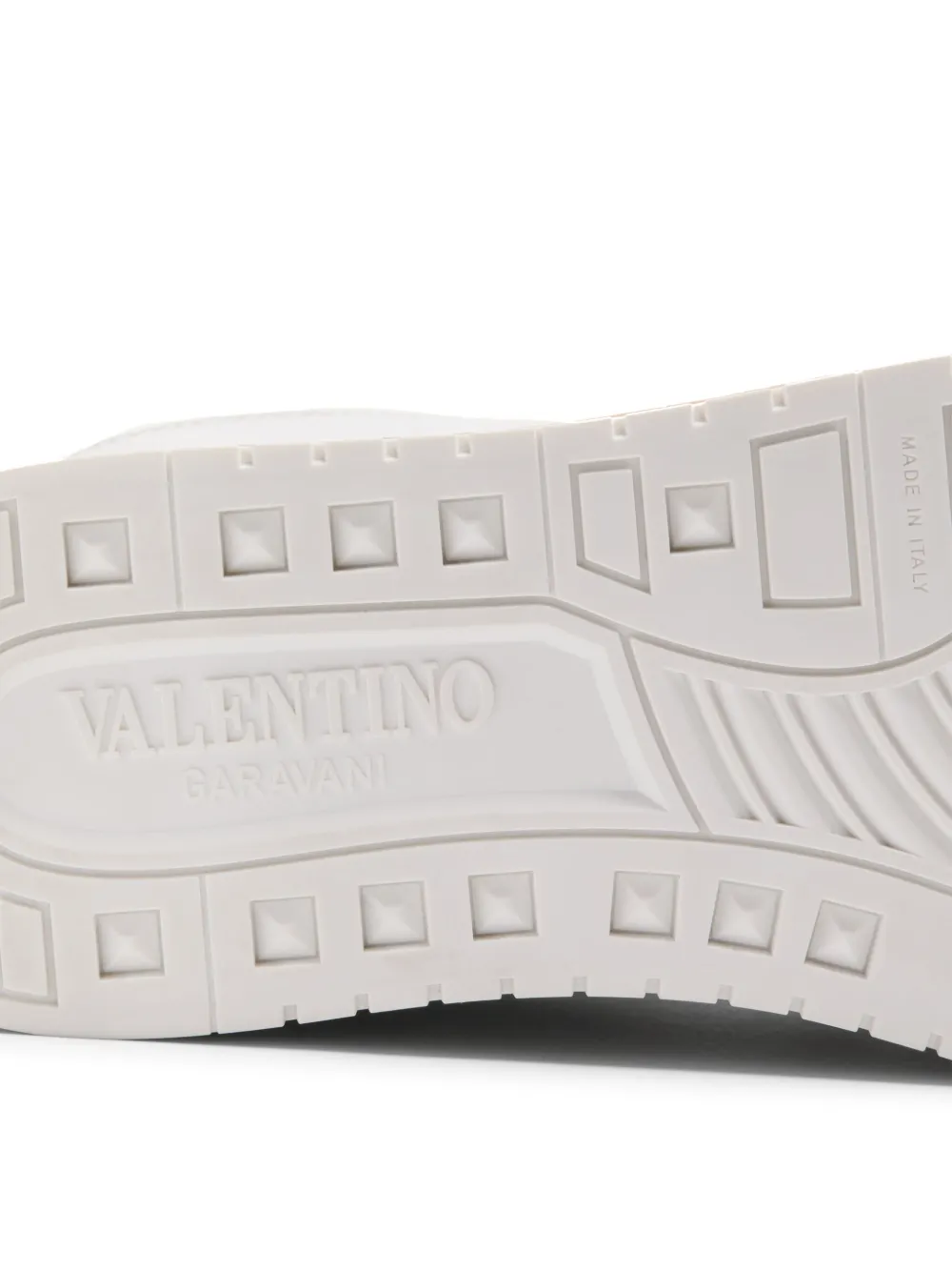 Valentino Leather Platform Sneakers Perforated Detailing In White