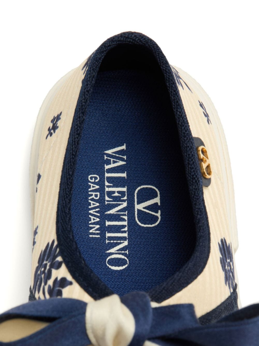 Shop Valentino Vlogo-plaque Floral-print Ballerina Shoes In Neutrals