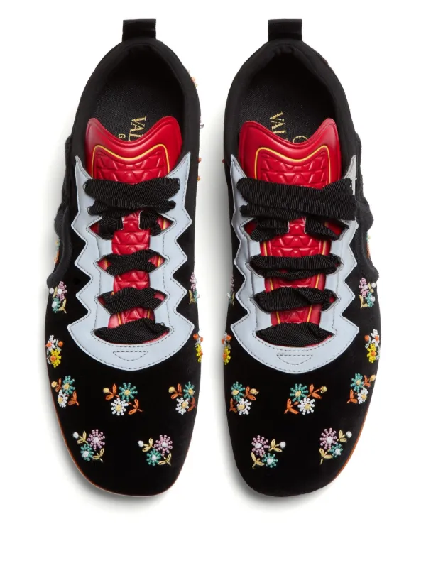 Valentino Garavani Chromathon Velvet Sneakers | Black | FARFETCH