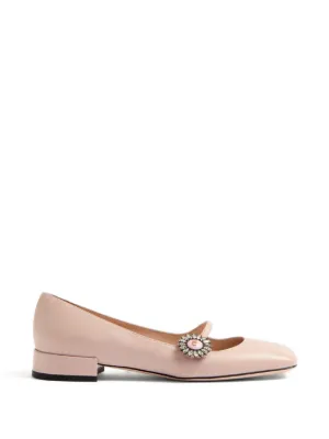 Miu Miu レザー フラットシューズ | ピンク | FARFETCH JP