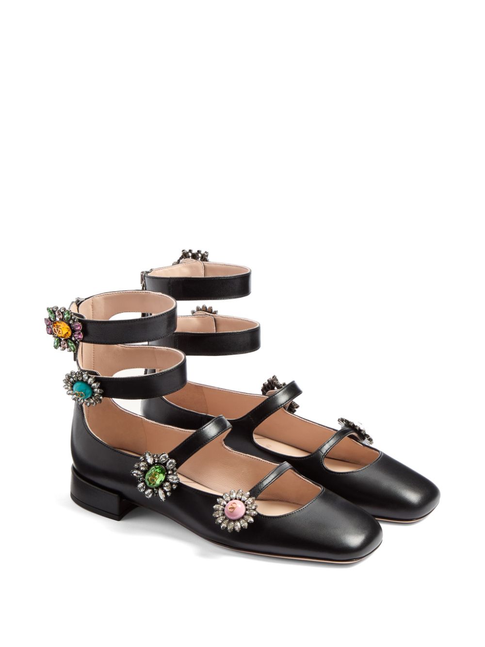 Valentino Garavani 20mm Preshoes ballerina's met sieraden - Zwart