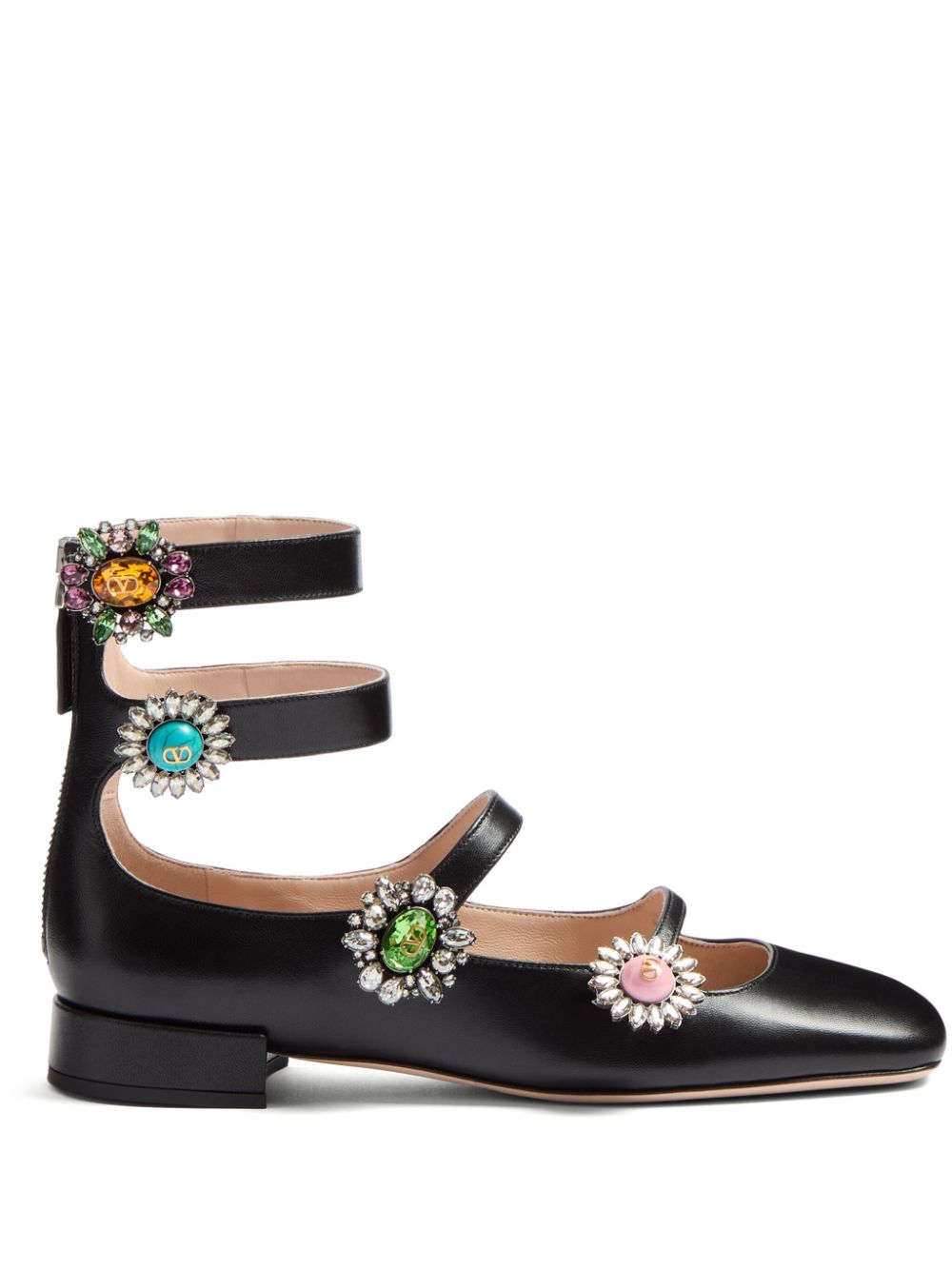 Valentino Garavani 20mm Preshoes ballerina's met sieraden Zwart