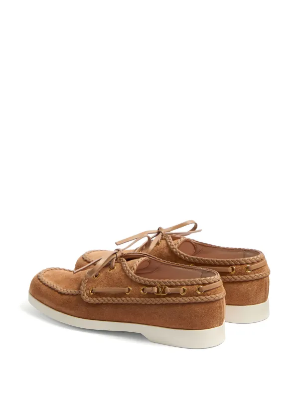 Valentino Garavani braided-edge Boat Shoes | Brown | FARFETCH