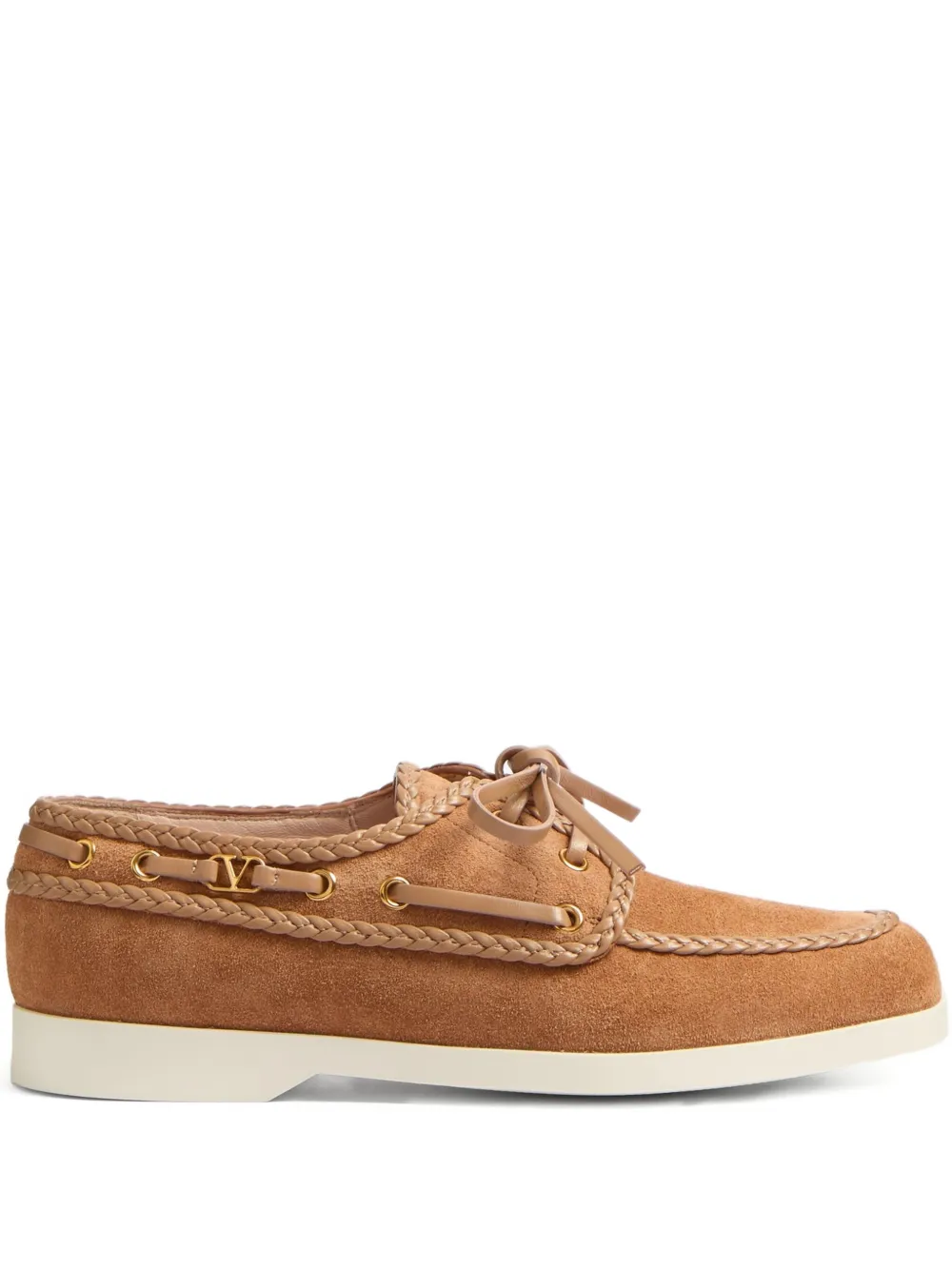 Valentino Garavani Bootschoenen met gevlochten afwerking Bruin