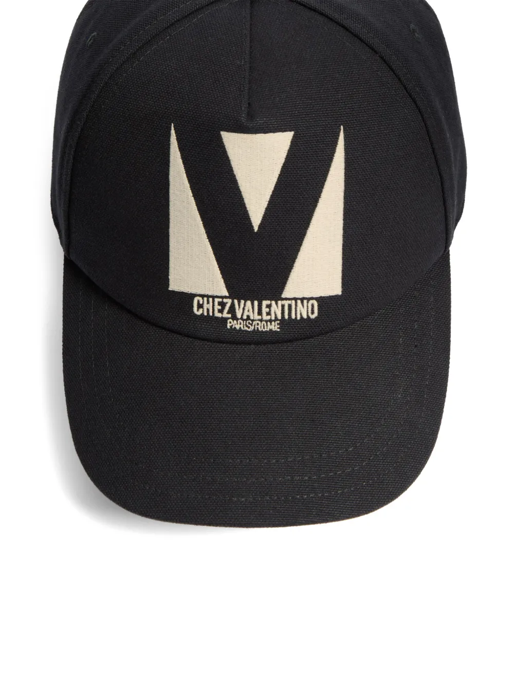 Valentino Garavani Black Baseball Cap With Butter Logo In Adjustable Cotton Women In Black