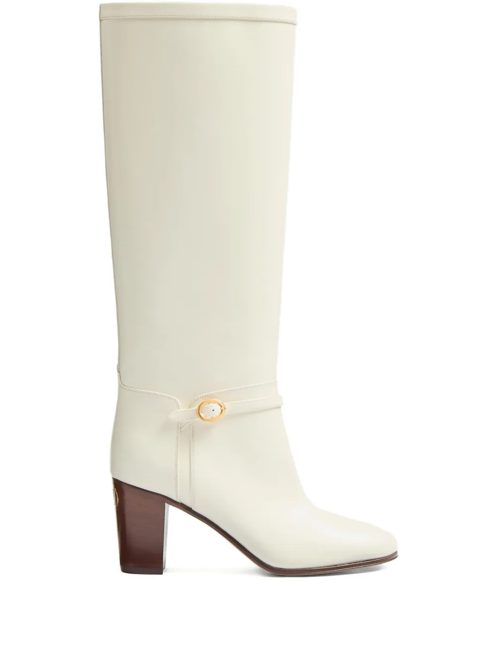 Valentino Garavani Pattie 75mm レザーブーツ - ニュートラル Valentino Garavani Pattie 75mm レザーブーツ - ニュートラル