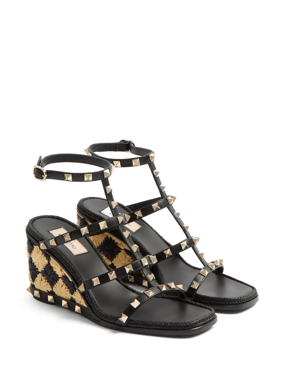 Valentino Garavani 80 mm Rockstud sandalen met sleehak - Zwart