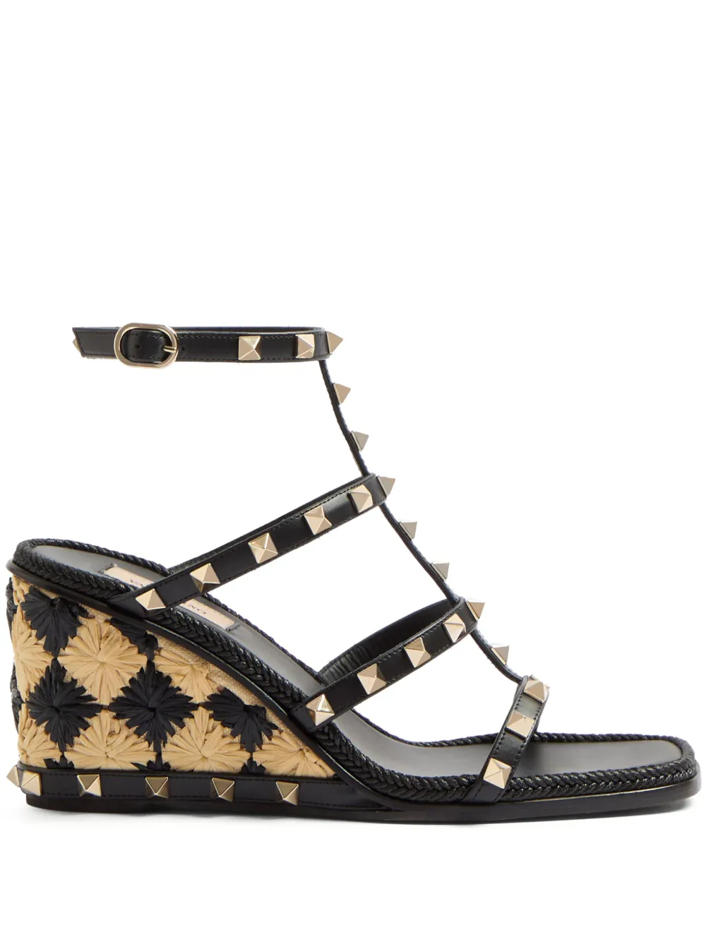 Valentino Garavani 80 mm Rockstud sandalen met sleehak Zwart