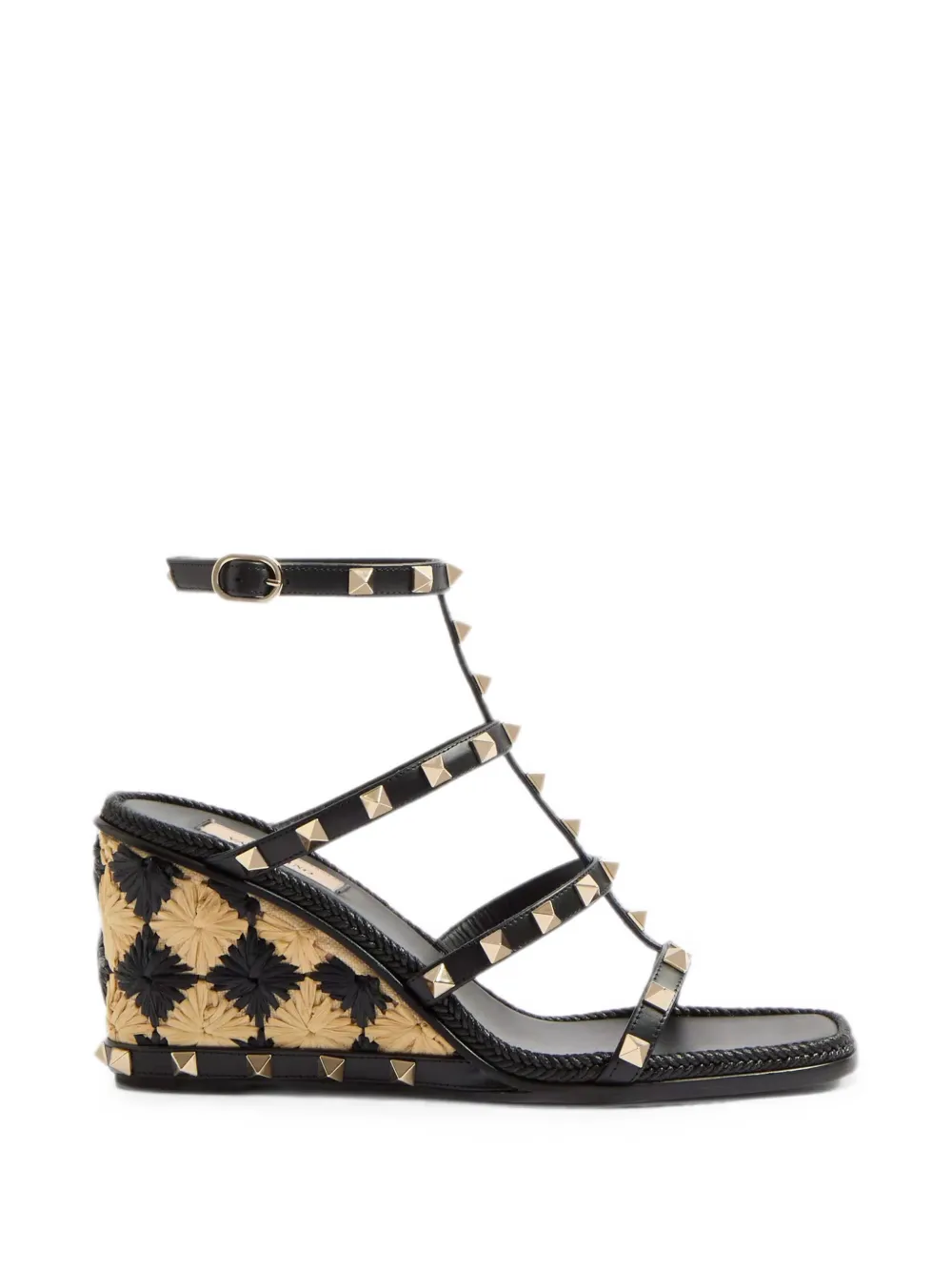 Valentino Garavani 80 mm Rockstud sandalen met sleehak Zwart