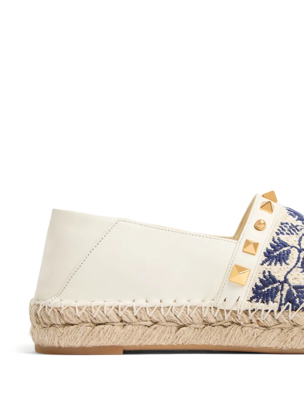 Valentino Country Leather Espadrilles In White