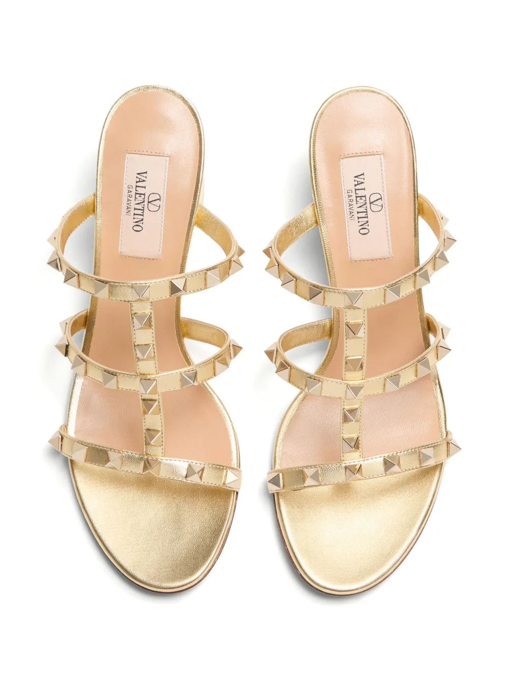 Valentino Garavani 60mm Rockstud leather mules Gold