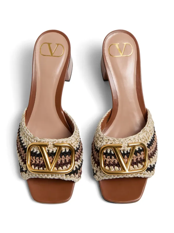 Valentino Garavani 60mm VLogo Signature Embroidered Sandals