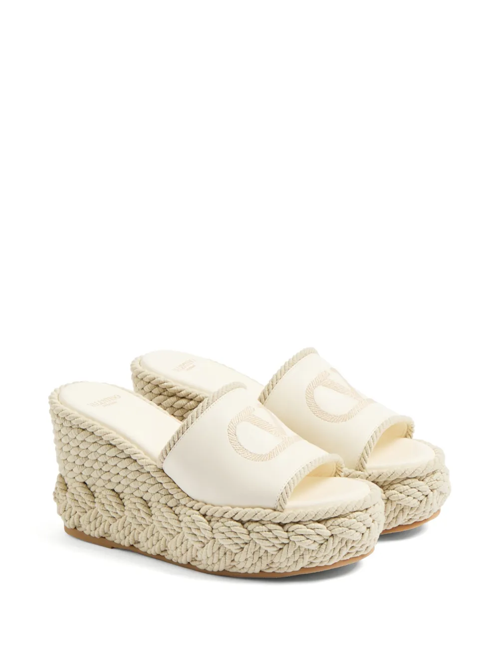 Valentino Garavani 100mm Vlogo torchon mules - Wit