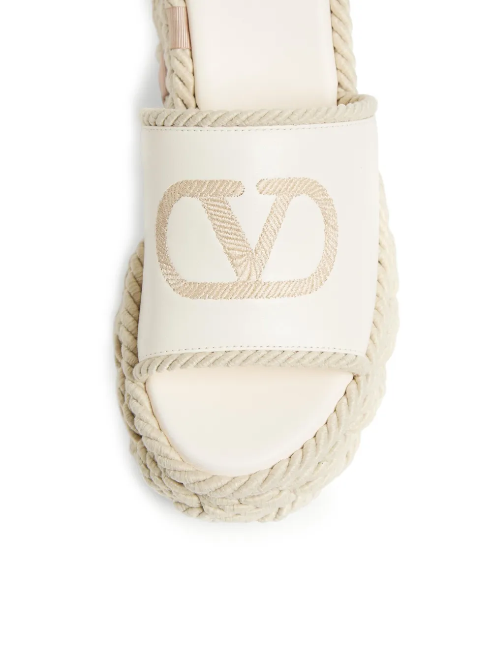 Valentino Garavani 100mm VLogo Torchon wedge sandals White