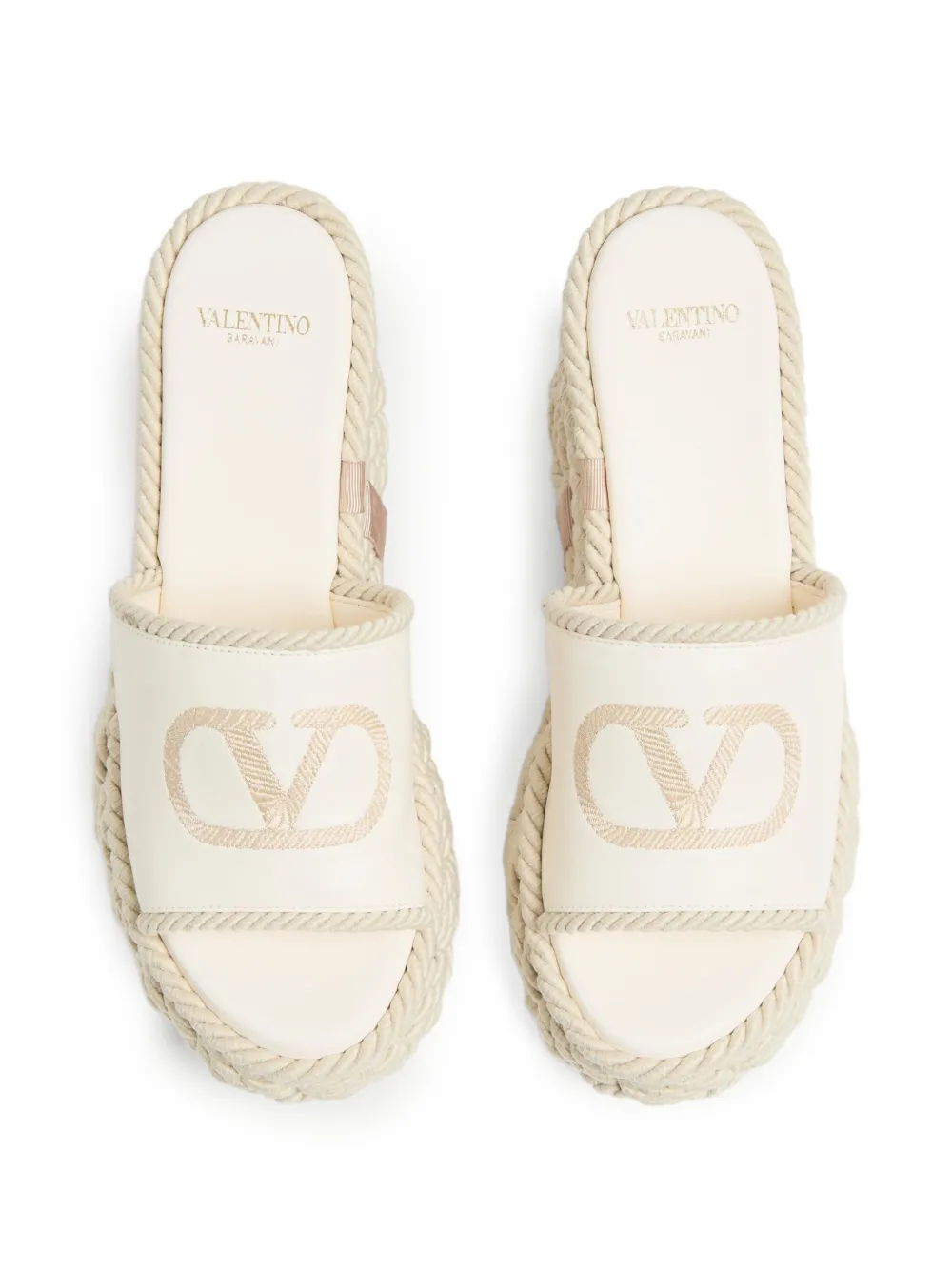 Valentino Garavani 100mm VLogo Torchon wedge sandals White